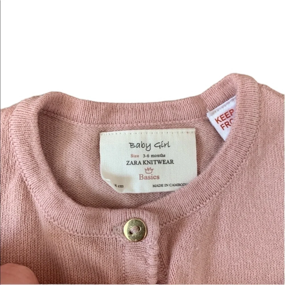 Zara Kids Baby girl cardigan sweater knitwear-Size 3-6 months- Color pink